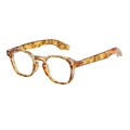 Classic round tortoise shell eyeglasses frame with vintage rivets and durable acetate finish - Tortoise Gold White