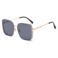 Chic rose gold square polarized sunglasses for women featuring luxury glitter frame details - C1 Gold Frame Full Grey Lens