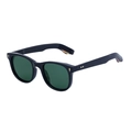 Classic retro square black frame polarized sunglasses with dark green lenses for men - Glossy Black Frame Bean Pattern Inner Green Lens (C5)