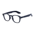 Classic black round frame glasses with golden rivets and polished finish for men and women - Bright Black Gold White