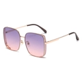 Polarized oversized sunglasses with gold frame and purple gradient glitter lenses - C9 Gold Frame Grey Orange Gradient Lens