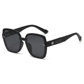 Gafas de sol polarizadas oversize negras para mujer con detalle metálico lateral - Marco Negro Lentes Grises (C1)