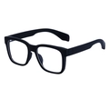 Modern square black matte optical frame glasses with metallic triple-dot temple detail - Sand Black Black White Flakes(C4-1)