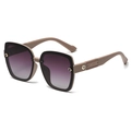 Gafas de sol cuadradas de gran tamaño con montura beige y lentes degradadas moradas - Montura Té Púrpura Doble (C3)