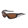 Sporty wraparound sunglasses featuring brown lenses and silver metallic temple details - Bright Coffee Frame Brown Lens (C3)