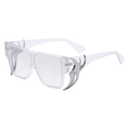 Gafas de sol cuadradas transparentes con varillas metálicas de llama plateada - C5 Montura Transparente Lentes de Mercurio Degradado