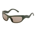 Gafas de sol deportivas Y2K con montura mate verde oliva y patillas onduladas - Montura Verde Mate Lente Gris