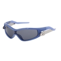 Occhiali da sole sportivi Y2K con montatura blu scuro traslucida e lenti grigie - C5 Montatura Blu Lente Grigia