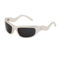 Gafas de sol punk Y2K blanco crema con patillas onduladas y cristales oscuros - Montura Plateada Lente Gris Claro