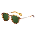 Retro square sunglasses with leopard tortoise frame and dark green lenses - Tortoise Shell Gold G15 Green