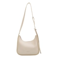 Borsa a tracolla minimalista bianco crema con tracolla regolabile e scritta di moda - Bianco Sporco