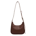 Minimalist dark brown crescent underarm bag with adjustable strap and brand logo - Brown