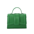 Green faux-crocodile textured handbag with elegant top handle and classic retro rectangular shape - Green