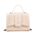 Chic beige crocodile embossed crossbody bag with metallic chain and top handle - White