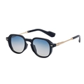 Gafas de sol retro con montura negra, estampado de leopardo y lentes de degradado azul - Negro Brillante Oro Azul Amarillo