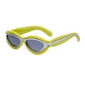 Occhiali da sole Y2K cat-eye verde fluorescente con finiture argentate e lenti ovali scure - Giallo Limone (C6 Giallo Limone Mercurio Bianco)