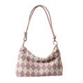 Bolso de cuadros rosa y blanco con patrón de red tejida y correas de nudo en rosa - Rosa