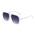 Gafas de sol aviador vintage con montura blanca de doble puente y lentes degradadas - C6 Montura Blanca Degradado Gris