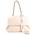 Elegante borsa tote in pelle PU beige con manico a nastro in tela per donne - Stile Beige / Bianco