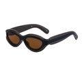 Occhiali da sole Y2K cat-eye con montatura ondulata bicolore marrone e nera chic - Caffè (C3 Caffè Lenti Marroni)