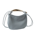 Light blue ruched cloud bag with sculptural gold metal handle and shoulder strap - Blue