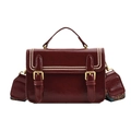 Sac à bandoulière bordeaux vintage avec boucles dorées et sangle ethnique imprimée - Bordeaux