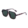 Gafas de sol retro de doble puente con montura de camuflaje rojo, negro y blanco - C4 Demi Rojo Lente Verde