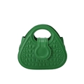 Bolso de mano pequeño verde hierba con textura de cocodrilo y asa redonda - Verde