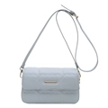 Light blue quilted crossbody bag with golden metal accent and adjustable strap - Blue