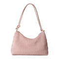 Pink pleated leather shoulder bag with gold hardware and decorative knot detail - Pink