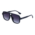 Retro double-bridge pilot sunglasses with black frame and purple gradient lenses - C2 Black Frame Gradient Grey