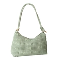 Chic light green pleated shoulder bag with knotted strap and gold hardware accents - Green