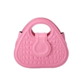 Pink crescent-shaped crossbody handbag with elegant crocodile pattern texture - Pink