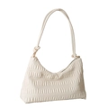 White pleated hobo bag with gold hardware and stylish knotted shoulder strap detail - White