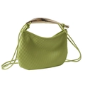 Chic pleated square handbag in lime green with curved gold metal top handle - Green