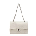 Borsa a spalla trapuntata beige con tracolla a catena e chiusura a girello - Bianco Sporco