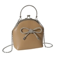 Khakifarbene Abendtasche mit Strassgriff und Kristallschleife für Damen - Khaki