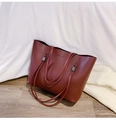 Vintage burgundy large tote bag in synthetic leather featuring Forever Young embossed logo - Red
