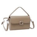 Minimalist khaki rectangular crossbody bag with circular lock and adjustable strap - Khaki