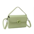 Minimalist light green crossbody square bag with a textured finish and silver hardware - Green