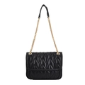 Classic black quilted chain shoulder bag with V-stitch design and gold-tone hardware - Black