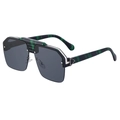 Gafas de sol retro punk de media montura con textura de mármol verde y cristales grises - Rayas Verdes Mármol Lente Gris (C6)