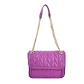 Bright purple quilted crossbody bag for women with elegant gold chain shoulder strap - Purple