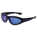 Y2K sporty wrap-around sunglasses with glossy black frame and blue mirrored lenses - Black Frame Blue Lens (C2)