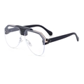 Occhiali da sole aviator a mezza montura con bordo nero e dettagli in metallo dorato - Montatura Oro Nero Lucido Lente Bianca (C2)