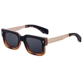 Gafas de sol cuadradas retro para hombre con degradado marrón negro y patillas doradas - Negro Carey Degradado Dorado/Lente Gris (C6)