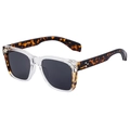 Lunettes de soleil rectangulaires rétro avec monture transparente et branches écaillées - C8 Transparent Écaille de Tortue Monture Dorée Toutes Verres Gris