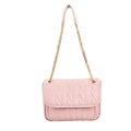 Chic pink V-quilted chain crossbody bag with golden hardware and leather strap - Pink