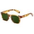 Vintage tortoiseshell square sunglasses for men with dark green lenses and retro rivets - C5 Brown Tortoise Gold Frame G15 Green Lens