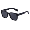 Lunettes de soleil carrées noires pour hommes avec verres gris foncé et rivets dorés - C1 Noir Or Gris Complet